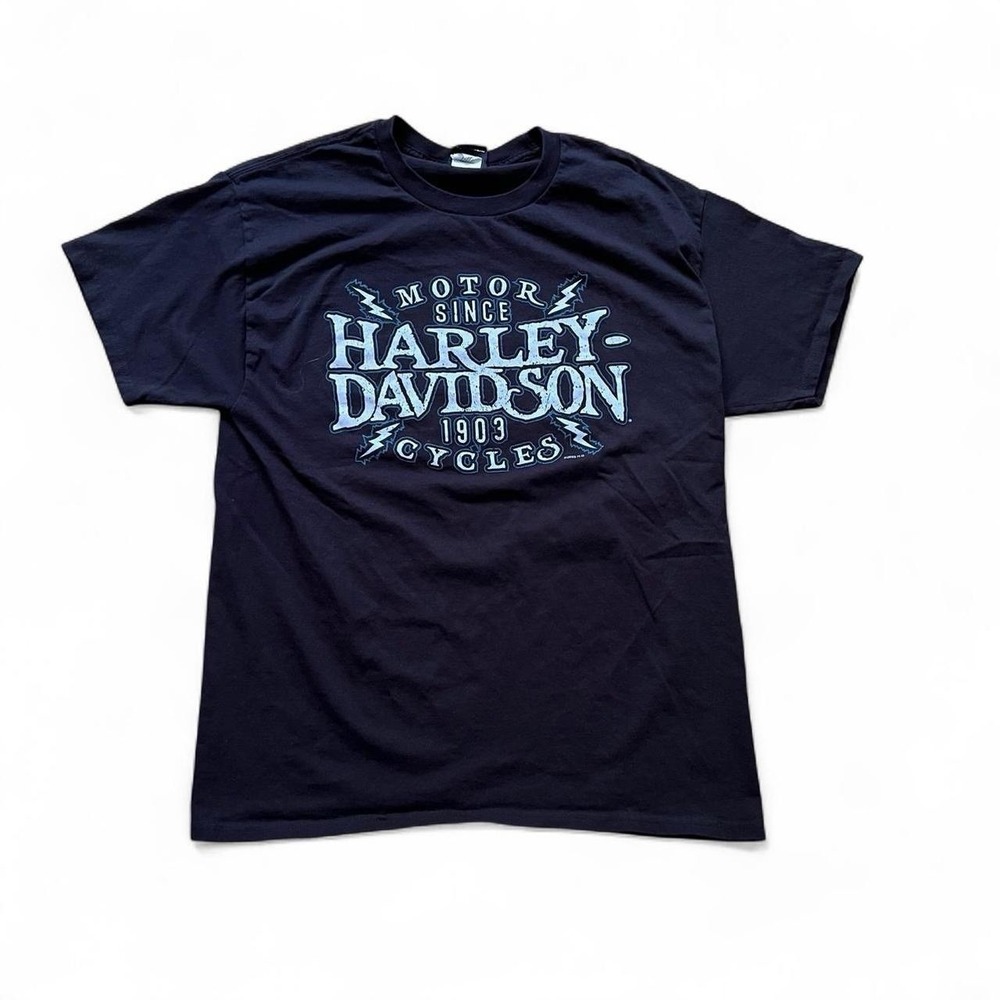 Harley Davidson Short Sleeve Black T-Shirt Men's Size Large Biker Goth Emo Skate